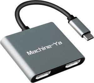 USB C to Dual HDMI Adapter 4K@60hz Type C to HDMI Splitter for 2 Monitors Type C (Thunderbolt 3/4) HDMI Hub Extend Display Docking Station for Chromebook MacBook Laptop HP ...