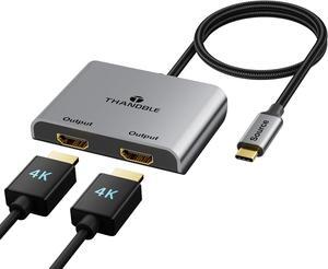 USB C to Dual HDMI Adapter (4K@60Hz) Type C (Source) to HDMI(Display) Splitter and USB C Converter Supports Extended Display of Dual Monitors for MacBook Yoga Thinkpad  XPS etc