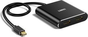 Mini DisplayPort to Dual HDMI Adapter 4K@60Hz MDP 1.2 to 2 HDMI Splitter Dual HDMI Output Supports Extended Mode and Mirror Mode Compatible with Laptops PCs Monitors Projectors for Windows