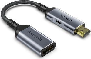 HDMI to DisplayPort Adapter 4K@60Hz HDMI Source to DisplayPort Monitor Uni-Directional Compatible with PC Graphics Card Laptop Xbox One/360/NS/PS5/Mac Mini Supporting 2K@144Hz 1080P@165Hz