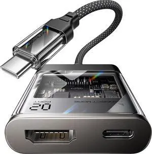 USB C to HDMI Adapter 4K@60Hz for iPhone 16 to TV 2-in-1 Digital AV Sync Connector Compatible for iPhone 16/16 Pro/16 Pro Max/15 Pro Max MacBook  S24/23  Steam Deck ROG Ally