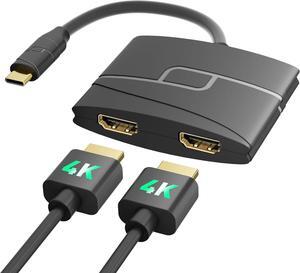 USB C to Dual HDMI Adapter | 4K@60Hz| HDMI Splitter Extended Display for Windows 2 HDMI Dual Monitor Converter for MacBook Pro/Air HP   etc