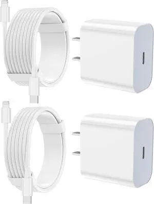 iPhone Charger Fast Charging 2 Pack Type C Wall Charger Block with 2 Pack [6FT&10FT] Long USB C to Lightning Cable for iPhone 14/13/12/12 Pro Max/11/Xs Max/XR/X