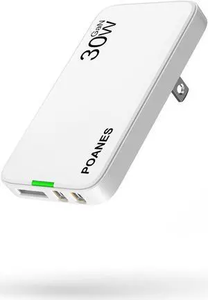 Flat USB C Wall Charger Flat USB Wall Charger with USB C and USB A Ports Super Thin USB Wall Plug for IPad Pro/Tablets iPhone 15/14/13/12 and Galaxy S23 S22 etc (White-30W)