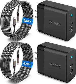 2Port 45W Super Fast Charger Type C 2Pack 45W USB-C Charger Android Phone Charger Fast Charging for  Galaxy S24 Ultra/S24+/S24/S23 Ultra/S23+/S22/S20/Note10+/Tab S9 with 2X 6.6ft Type C Cord