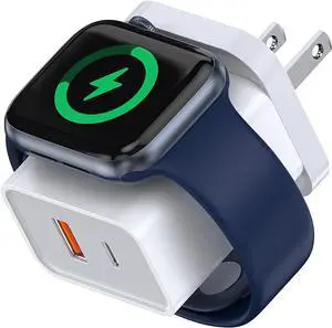 2024 Upgraded for Apple Watch Charger 20W Dual Port USB C Wall Charger Plug Fast Charging Block for iPhone Travel Charger Compatible with Apple Watch iPhone AirPods iPad