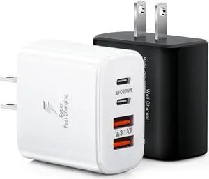 2-Pack USB C Charger Block Fast Charging 40W 4-Port Type C Fast Charging Block Dual Port USBC Power Adapter Multiport Wall Plug Multiple Charger Block for iPhone 15 14 13 12 11 Pro Max XS XR