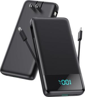 Portable Charger for iPhone with Built in Cables and Wall Plug Upgraded 13800mAh Fast Charging USB C Power Bank 4 Outputs Travel Essential Battery Pack Compatible with iPhone 16/15/14  Android