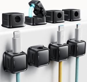 Cord Organizer Holder 8 Pack Magnetic Desk Cable Clips Management Hide Phone Charging Cable Keeper Strong Adhesive Wire Charger Holder for Nightstand Kitchen Appliances Office Supplies