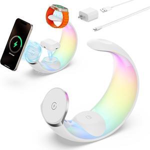 3 in 1 Wireless Charging Station for Apple iPhone 16/16 Pro Max/16 Pro/16 Plus/15/14/13/12/11/10/9/8/SE Apple Watch Airpods/Airpod Pro Charger Stand for Multiple Devices(Adapter Include)
