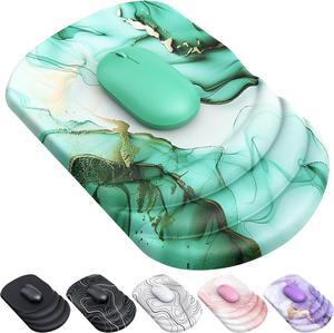 Ergonomic Mouse Pad with Wrist Rest Gaming Mouse Pad with Support Comfortable Mouse Pad Non-Slip Base Lycra Surface Suitable for Office Game Home (Emerald Green)