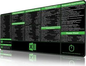 Excel Shortcuts Mousepad Upgraded Pro Version Extended Office Desk Mat Stitched Edges Non-Slip Base Keyboard Mats XXL Giant Mouse Pads for Desk 35.4x15.7 Back to School