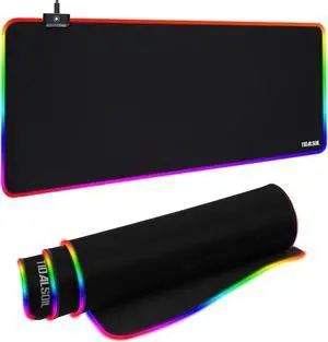RGB Gaming Mouse Pad 31.5 x 11.8 Inch Oversized Mouse Mat with 12 Light Modes Non-Slip Rubber Base Large Keyboard Pad for PC Gaming Office Black