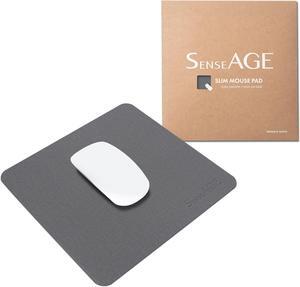Slim Mouse Pad for Home/Office Portable Mouse Mat for Computer & Laptop Seamless Clothing Non-Slip Base Compatible with Laser and Optical Mouse 8.66 x 8.66 (Dark Grey (with Logo))