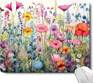 Gorgeous Flowers Plants Mouse Pad Pink Floral Rose Mouse Pads for Desk Soft Computer Mouse Mat Cute Mousepad Cloth Computer Mouse Pads for Women Square Waterproof Non-Slip Rubber Base MousePads