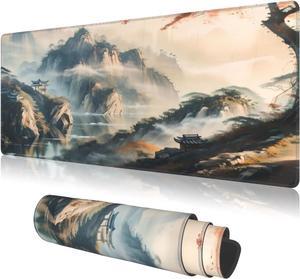 Large Mouse Pads Anime Landscape Mountain Wilderness Wonderland Non-Slip Rubber Base Gaming Mousepad Keyboard and Mouse Pad with Stitched Edges PC Desk Mat for Game Work Office(31.5*11.8)
