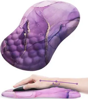 Mouse Pad Wrist Support Ergonomic Mouse Pad with Wrist Rest Comfortable Computer Mouse Pad for Laptop Pain Relief Mousepad with Non-Slip PU Base Purple