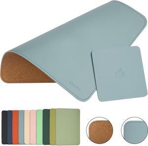Leather Mouse Pad Wood Mouse Pad Double Side Mouse Pad Stitched Edges Equipped with Coaster Mouse Pads for Laptop Office & Home 1 Pack 8inch11inch (Sierra Blue)