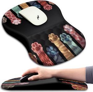 Ergonomic Mouse Pad Wrist Support with Massage Design Wrist Rest Pain Relief Mousepad with Memory Foam&Non-Slip PU Base Mouse Pads for Wireless Mouse & Desk (12x8 inch Paw)