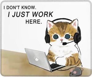Cat Mouse Pad Cute Funny Square Mouse Pad Anti-Slip Rubber Kawaii Mousepad with Stitched Edgesfor Computer and Laptop Mouse Mat Cute Desk Accessories Office Decor Desk Decor Gift for Her