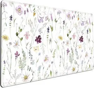 Cute Flower Mouse Pad Aesthetic Desk Mat Plants Large Extended Gaming Mousepad Floral XXL Desk Pad Keyboard and Mouse Mat 31.5x15.75 Desktop Decor Protectors Mats for Women Office Girl Gamer