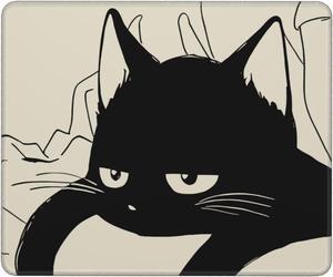 Black Cat Mouse Pad Cute Anime Kawaii Mouse Pads for Wireless Mouse Small Office Computer Mousepad for Desk Laptop with Non-Slip Rubber Base Mouse Mat Sleepy Cat