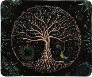 Tree of Life Mouse Pad Aesthetic Desk Decor Sun and Moon Decor Mouse Pad Mouse Pads for Desk Small Gaming Mouse Pad Square Mouse Pad 9.5x7.9 Inch