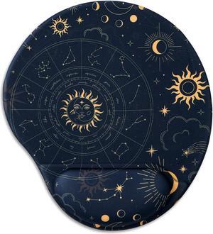 Ergonomic Mouse Pad with Wrist Support Cute Mouse Pad with Wrist Rest Comfortable Mouse Pad for Home Office Gaming Working Computers Laptop Pain Relief with Non-Slip PU Base (Constellation)