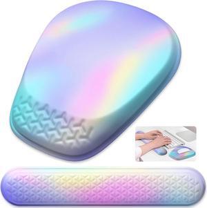 Mouse Pad with Wrist Rest Comfortable Keyboard Wrist Rest Memory Foam Wrist Rest for Computer Keyboard Ergonomic Mouse Pad Set for Easy Typing & Pain Relief for Office Gradient Blue Pink