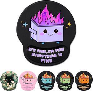 Ergonomic Mouse Pad with Wrist Support Cute Funny Gel Mouse Pads Wrist Rest Dumpster on Fire Comfortable Computer Mousepad for Gaming Laptop Work Home Desk Accessories Office Supplies Decor