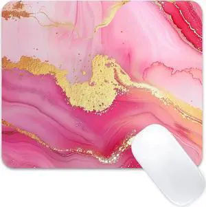 Cute Mouse Pad Computer Pink Kawaii Mousepad Aesthetic Rose Gold Girly Marble Women Design Kids Girls Teen Pretty Modern Colorful Decorative Art Small Office Mouse Mat for Laptop