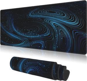 Large Mouse Pads Black Blue Modern Abstract Fantasy Galaxy Non-Slip Rubber Base Gaming Mousepad Keyboard and Mouse Pad with Stitched Edges PC Desk Mat for Game Work Office(31.5*11.8)