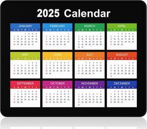 2025 Calendar Mouse Pad Computer Mousepad with Stitched Edges for Wireless Mouse Waterproof Mouse Mat with Non-Slip Rubber Base Ergonomic Mouse Pads for Gaming 9.8 x 7.8 in Horizontal