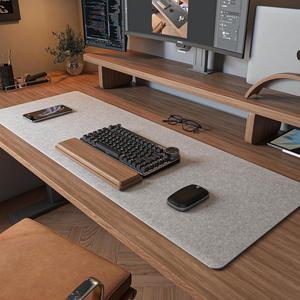 DawnTrees Felt Desk Pad Keyboard Mat (35.5x12Inches) Large Felt Mouse Pad Computer Desk Mat XL Desk Protector for Office (Light Gray)