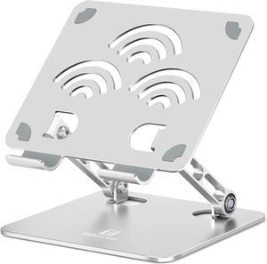 Adjustable Tablet Stand for Desk Premium Aluminum Holder for iPads Tablets Kindles Switch Phones and All Devices up to 14 Inches. Portable and Foldable (Silver Plus Size)