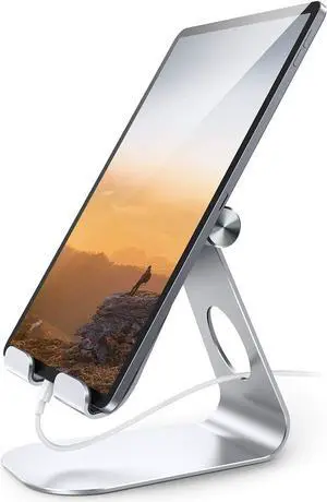 Tablet Stand Adjustable Tablet Holder - Desktop Stand Dock Holder Compatible with 4-13 Tablet Such as iPad Pro 11 9.7 10.5 12.9 Air Mini 4 3 2 Kindle Nexus Tab Silver