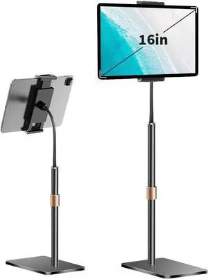 ipad Stand for Desk Tablet Stand Holder Gooseneck Tablet Mount Base Adjustable Desktop Stand 10.5-22.5inwith 360 Degree Rotating for 4.7-12.9 Tablet iPad Pro 12.9 Air Mini Kindle Fire