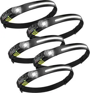LED Headlamp Rechargeable 2000mAh Battery COB 230° Wide Beam High Lumens Head Flashlights Lightweight Type-C USB Charging Headlamps for Gardening Working Walking Dogs