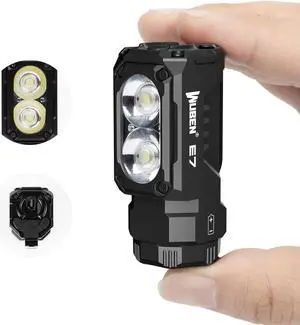 E7 1800 Lumen Rechargeable Mini Flashlight with Magnet - Super Bright 6 Modes EDC Flashlight Typ-C Rechargeable LED IP68 Pocket Flashlight for Headlamp Use Rescue Camping