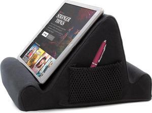 - Memory Foam Lap Desk Tablet Holder Holds Phones iPads E-Book Readers 2 Viewing Angles 2 Side Pockets for Accessories Book Holder Cushion Perfect for Home Car Travel & Flights