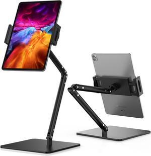 Tablet Stand Holder Height Adjustable Tablet Mount - Heavy Duty Base Flexible Desktop Stand with 360 Degree Rotating for 4.0-12.9 Tablet iPad Pro 12.9 Air Mini Fire Kindle iPhone 15 Pro
