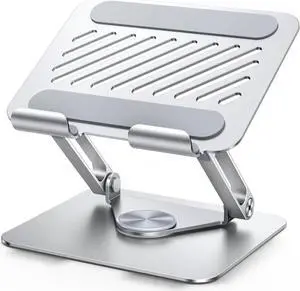 iPad Stand for Desk Tablet Stand with 360° Rotating Base and Adjustable Dual Rod Support iPad Holder Compatible with 2024 iPad Pro 13 12.9 11 iPad Air 11 13 Mini 6 5 Silver