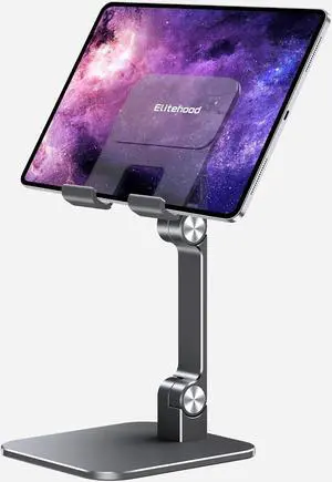 Aluminum iPad Stand Adjustable iPad Stand Holder for Desk Desktop Tablet Stand Dock for iPad Pro 12.9 11 iPad Air Mini 4 5 and More 4-13 inches Tablets Gray