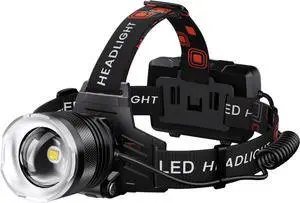 LED Rechargeable Headlamp 900000 Lumens Super Bright with 5 Modes & IPX7 Level Waterproof USB Rechargeable Zoom Headlight 90° Adjustable for Outdoor Camping Running Cycling Climbing