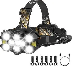 Rechargeable Headlamp Flashlight 25000 Lumens Super Bright Head Lamp 12 Modes Motion Sensor Head Light Waterproof Head Lamps for Hunting Camping Hiking Digital Screen Headlamps for Adults