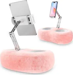 Tablet Kindle Stand Pillow Adjustable iPad Pillow Stand Holder with 2 Snack Bowls for Lap Bed Sofa Chair Compatible with 4.7-13 Tablet iPad iPhone Google  Kindle