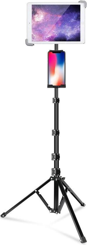 iPad Tripod Stand 65-inch Height Adjustable iPad Stand Holder & iPad Floor Stand with 360° Rotating iPad Tripod Mount for iPad iPad Air iPad Pro 12.9 11 and All 4-14.5 Inch Tablets