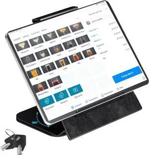 Kiosk iPad Stand  Universal Tablet Holder Compatible Tablet 8-13inch 360 Rotate Anti-Theft Lock PreDrilled Mounting Holes - POS Register Retail Business Checkout Cashier (Black)