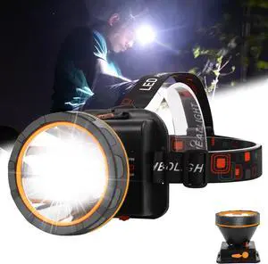 Rechargeable Headlamp 100000 High Lumen Super Bright Headlamp Flashlight 2 Mode Waterproof USB LED Headlamp Battery Powered for Outdoor Camping Fishing Hunting Running