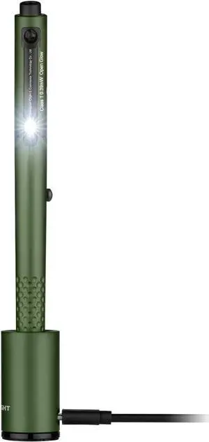 OPen Glow EDC Pen Light 120 Lumens with Green Beam Rechargeable LED Flashlight for Outdoor Uses Writing Adventure Professional Business Gift(OD Green)